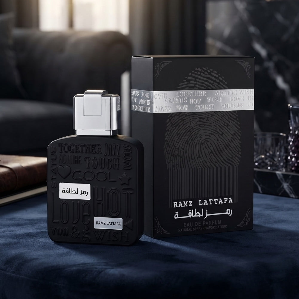 Lattafa Ramz Silver Eau de Parfum 100ml unisex perfume bottle for men and women